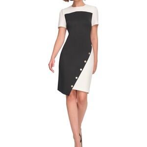 Tommy Hilfiger Black and Cream Asymmetrical Dress